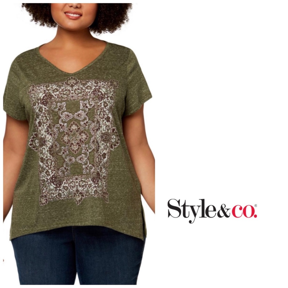 NWT Style & Co. Graphic Boho Motif Top